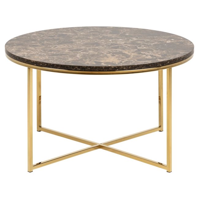 Кофейный столик Alis, имитация коричневого мрамора, D80см, H46 см