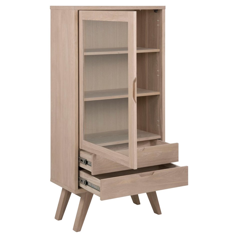 Display cabinet Alina, oak veneer, H145x72x36cm