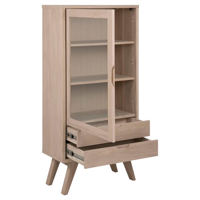 Display cabinet Alina, oak veneer, H145x72x36cm