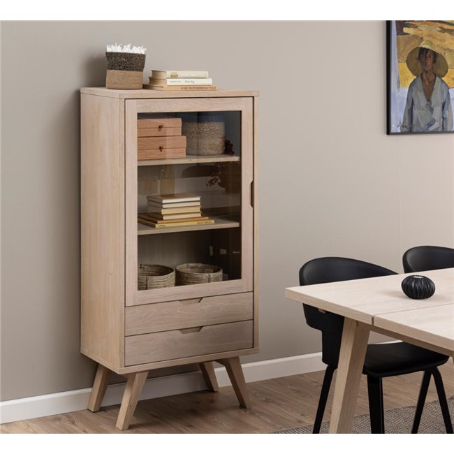 Display cabinet Alina, oak veneer, H145x72x36cm