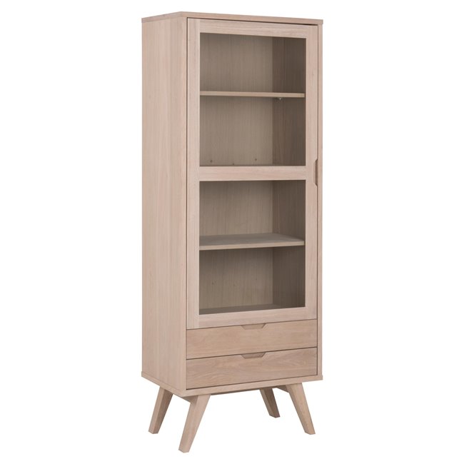 Display cabinet Alina, oak veneer, H190x72x42cm