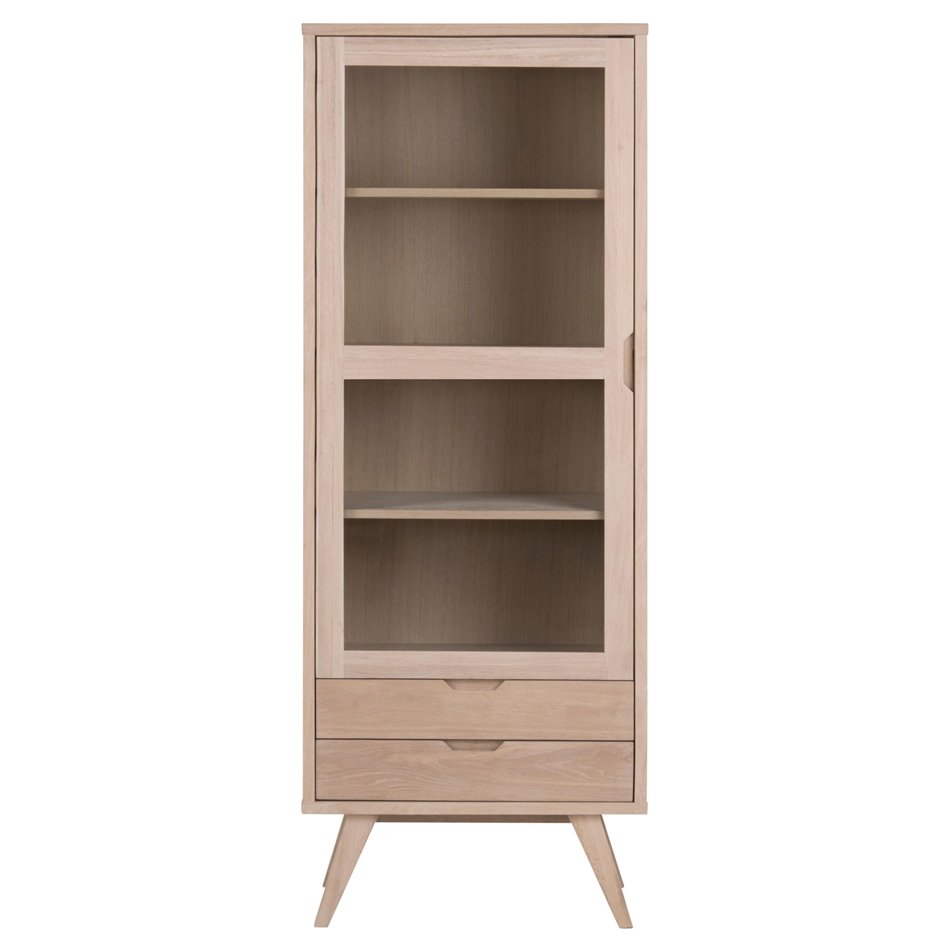 Display cabinet Alina, oak veneer, H190x72x42cm