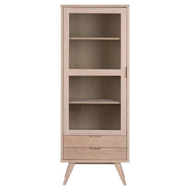 Display cabinet Alina, oak veneer, H190x72x42cm