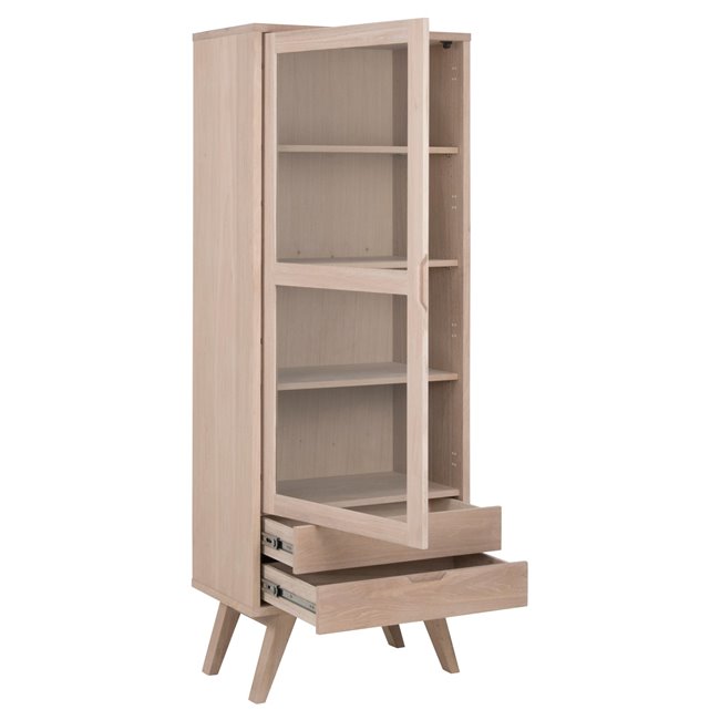 Display cabinet Alina, oak veneer, H190x72x42cm