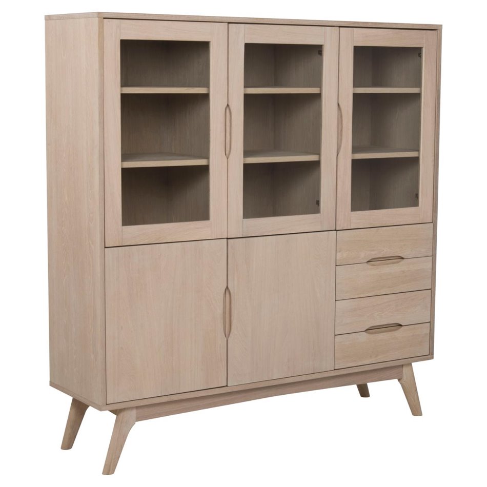 Display cabinet Arte, oak veneer, H148x140x40cm
