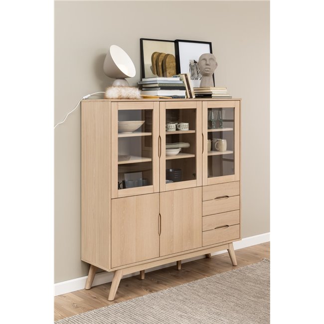Display cabinet Arte, oak veneer, H148x140x40cm