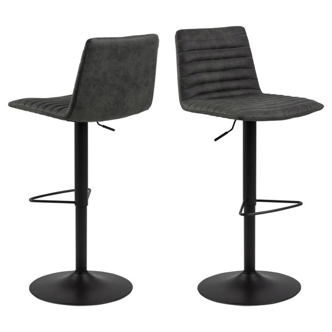 Bar stool Akim, set of 2 pcs, anthracite, H110.5x50x46cm, seat height 60-82cm