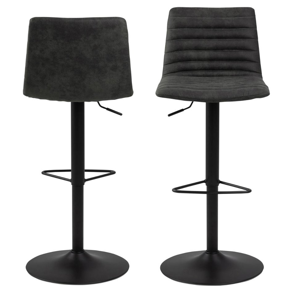 Bar stool Akim, set of 2 pcs, anthracite, H110.5x50x46cm, seat height 60-82cm