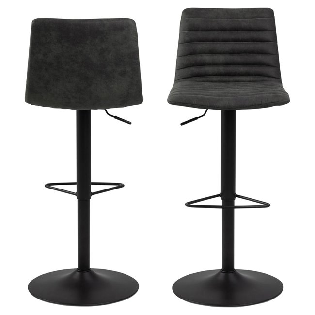 Bar stool Akim, set of 2 pcs, anthracite, H110.5x50x46cm, seat height 60-82cm
