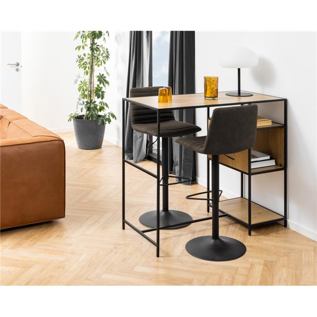 Bar stool Akim, set of 2 pcs, anthracite, H110.5x50x46cm, seat height 60-82cm