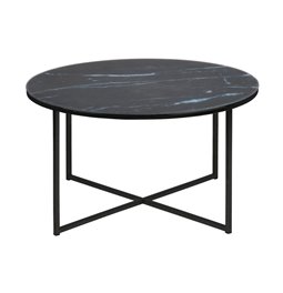 Coffee table Alis, black, glass/metal, D80cm, H45 cm