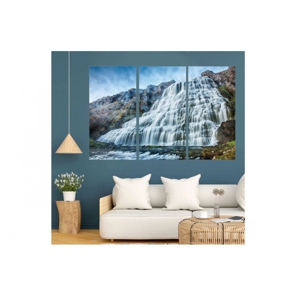 Wall Glass Art Waterfall, set of 3, each 60x120, 180x120cm