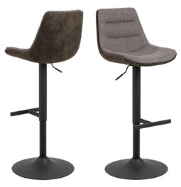 Барный стул Aisa, комплект из 2 шт., серый-коричневый, H95x47x52.5см, высота сиденья 65-86см