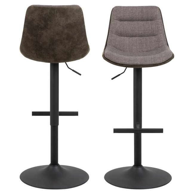 Bar stool Aisa, set of 2 pcs, grey-brown, H95x47x52.5cm, seat height 65-86cm