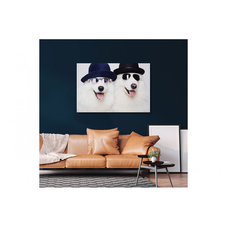 Стеклянная картина White dogs, 120x80cm