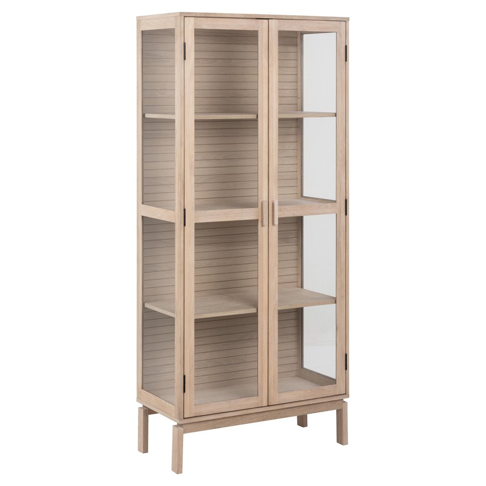 Display cabinet Alinley, oak veneer, H180x80x40cm