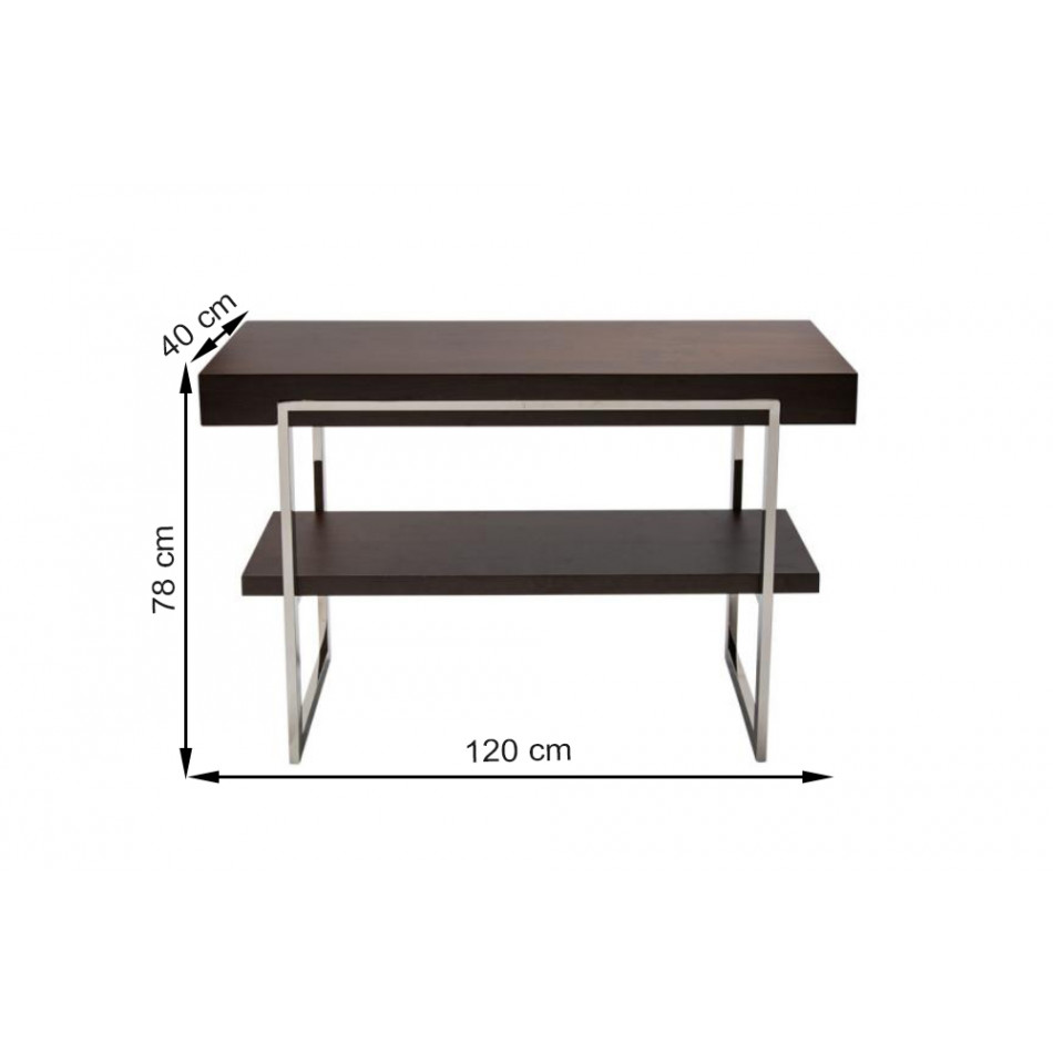 Console table Eisdorf, walnut wood veneer, 120x40x78cm