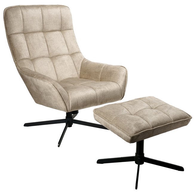 Armchair Oberwald with ottoman, beige,  98x42x73cm