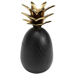 Canister Pineapple, aluminium, black/golden, H20 D10cm