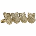 Napkin ring set 4 Pineapple, brass, golden, 5x4x4cm