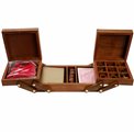 Wooden/brass game box w/set of 4 games, 26x13xH6.5cm