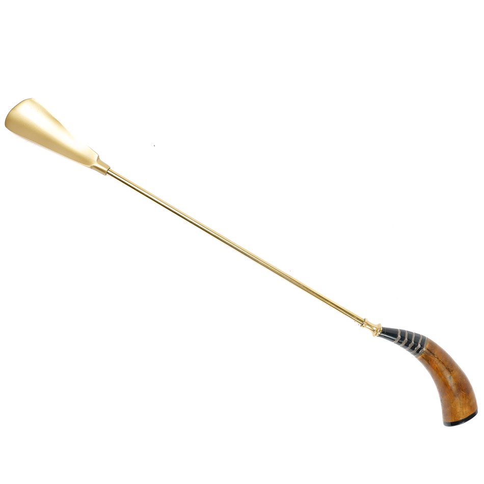 Shoe horn w/horn hand, gold finish, 62cm