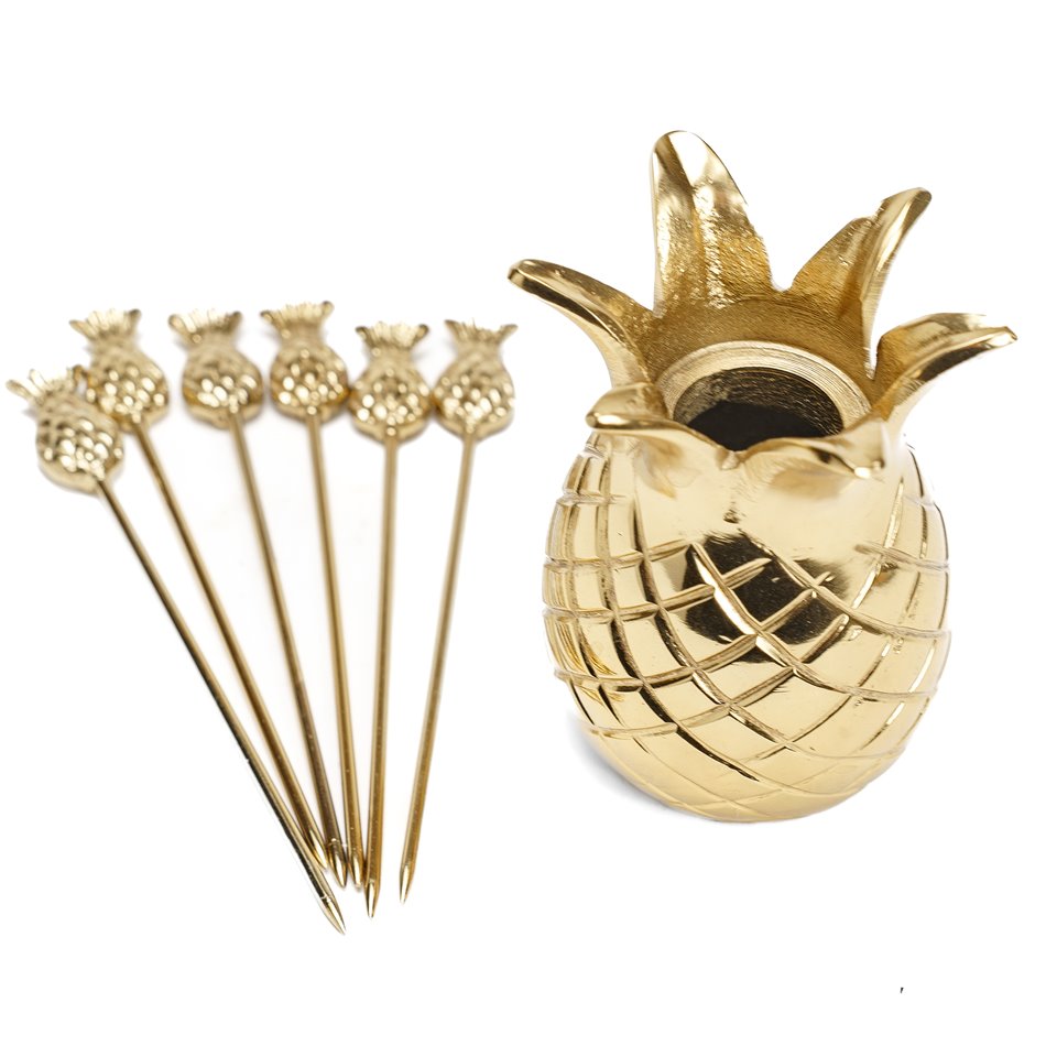 Picks set 6 Pineapple, H12.7 D5.7cm