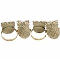 Napkin ring set 4 Pineapple, brass, golden, 5x4x4cm