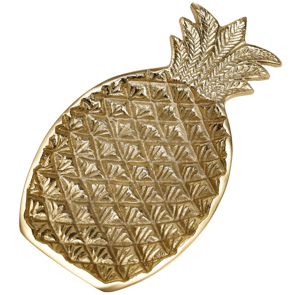 Tray Pineapple, aluminium, golden, 23.7x13.9cm