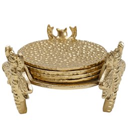 Coaster set 4 Bee, aluminium, golden, H8.8 D12.7cm