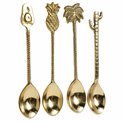 Spoon set 4 Mix motif, brass, 15.2x3.2x1.2cm