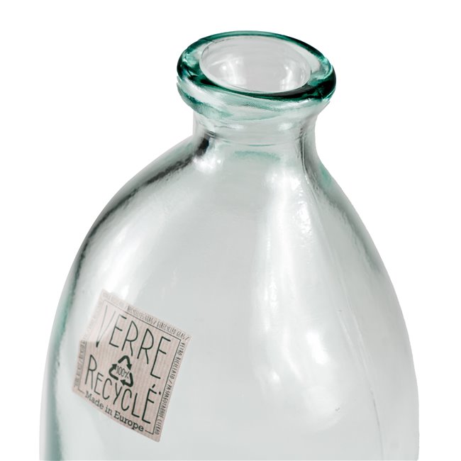 Vase Bottle Recyc, clear glass, H35cm D14cm
