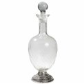 Glass/metal decanter, silver/clear, 32x11x11cm 1000ml