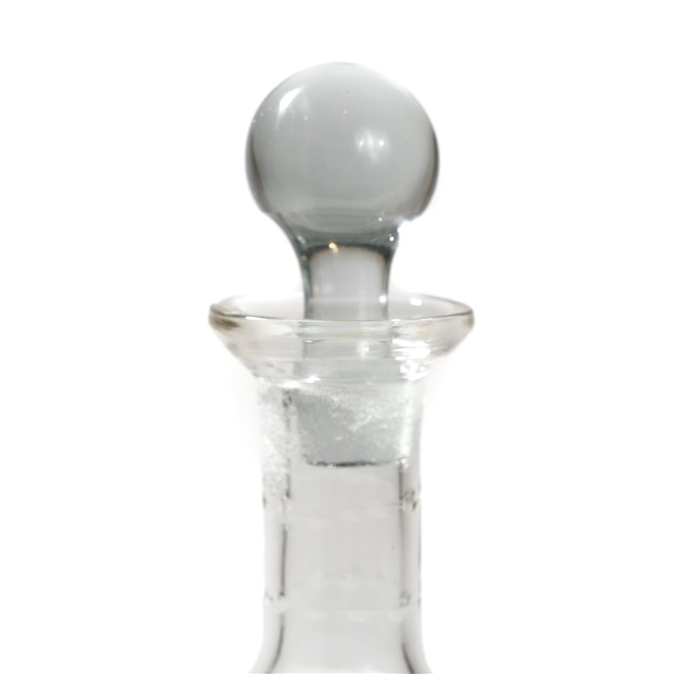 Glass/metal decanter, silver/clear, 32x11x11cm 1000ml
