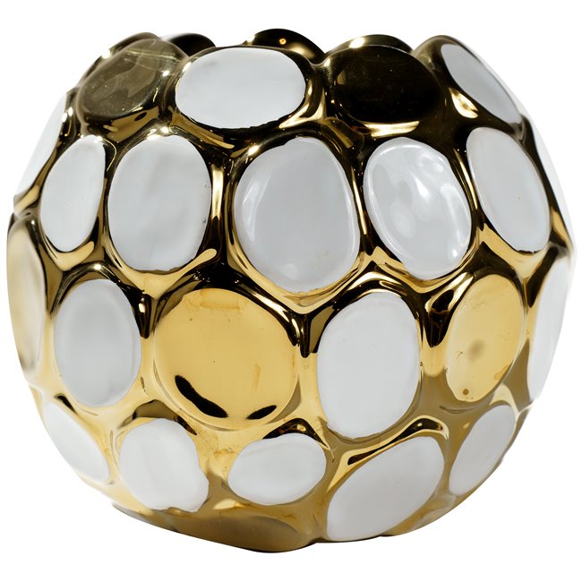Candle holder  Imo, white/golden, 10x11x11cm