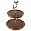 2 Tier Fruit Stand Ofena w/acorn leaf, D28x42.5cm