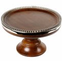 Wooden cake stand Oliva w/beaded border,D25x8HTx13cm