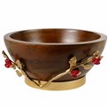Woode bowl w/leaf/ redberry, D27x13x16.5cm