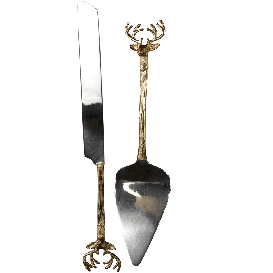 S/2 cake server with Reindeer handle,32cm,28cm