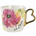 Mug porcelain with flower decor, 13x10x9cm, 400ml