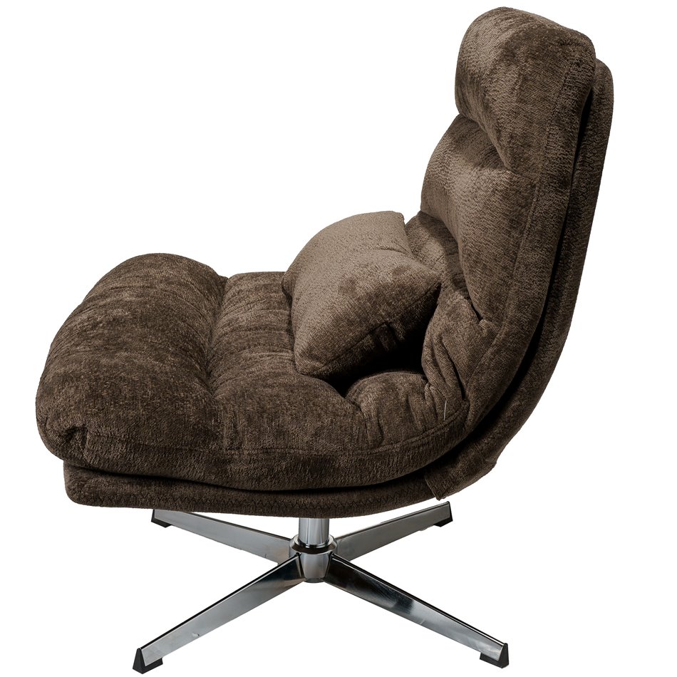 Armchair Vigo with footstool, swivelling, dark brown 19, 55x78x H93cm