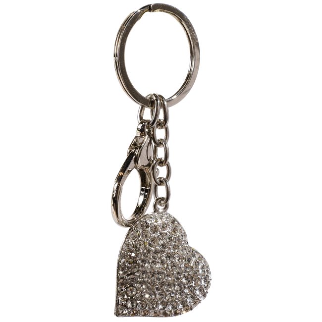 Брелок Crystal heart, серебряный, D3.5cm