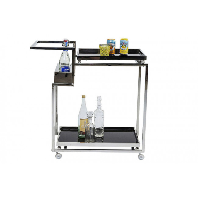 Serving trolley Barfly, silver color, H83x84x40cm