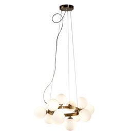 Ceiling lamp Radom, brass/white, 52x48xH40-135cm, G9x12,MAX5W