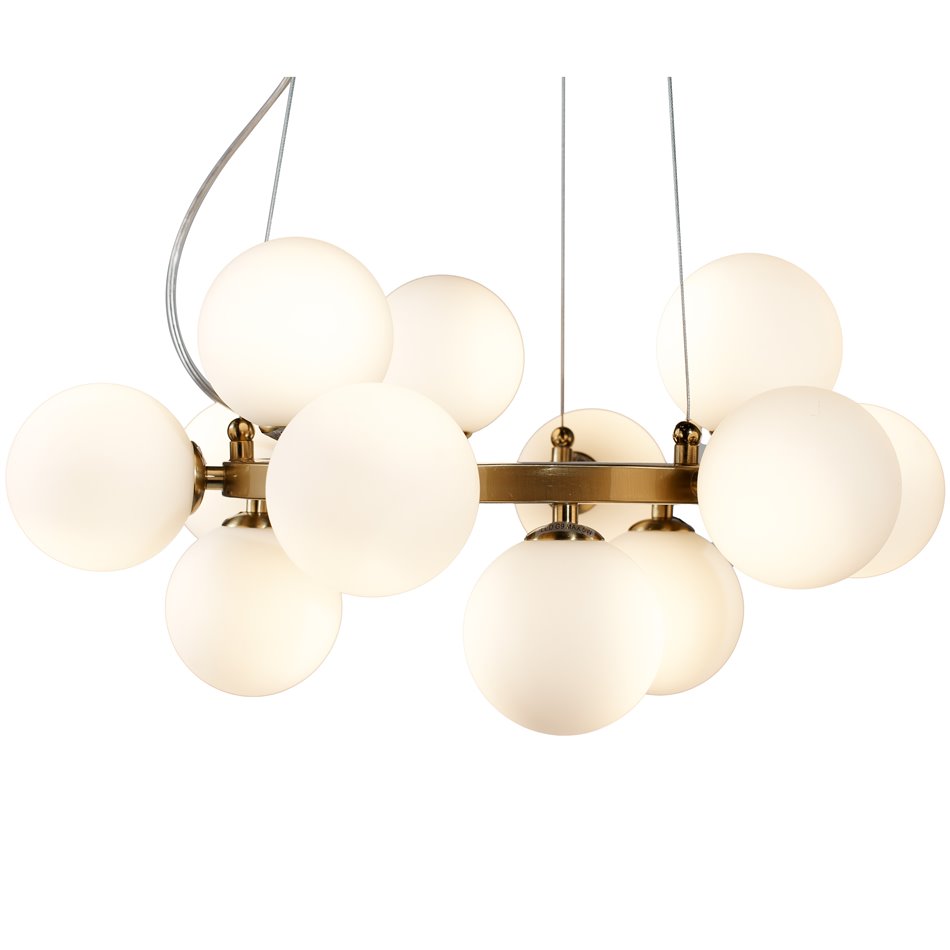 Ceiling lamp Radom, brass/white, 52x48xH40-135cm, G9x12,MAX5W
