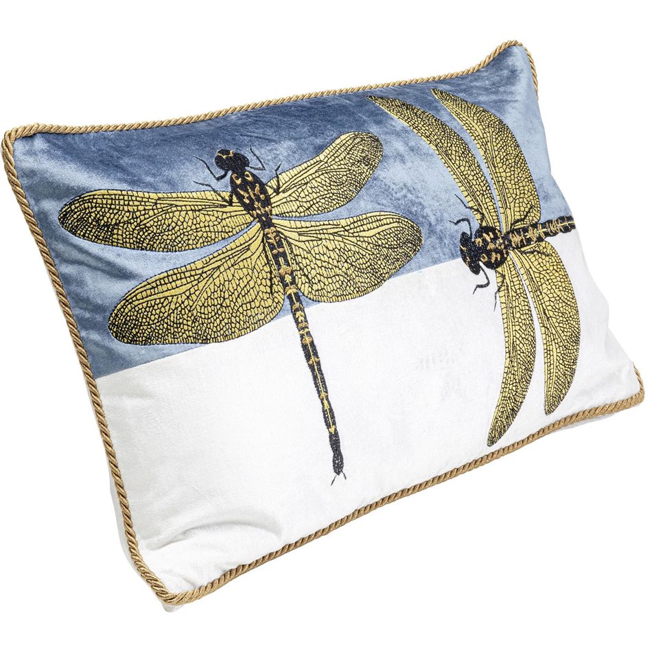 Cushion Glitter Dragonfly, white, 50x30cm