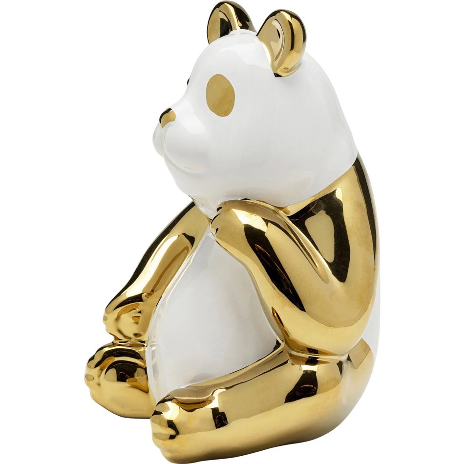 Deco figurine Panda, golden, H19x14x13.5cm