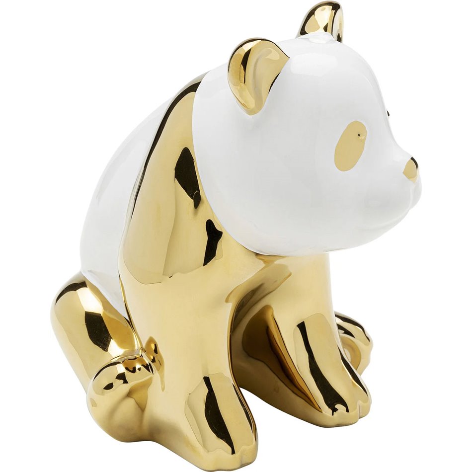 Deco figurine Sitting Panda, golden, H18x15x17.5cm