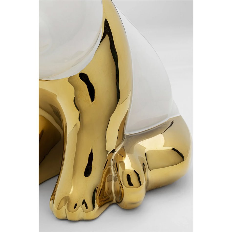 Deco figurine Sitting Panda, golden, H18x15x17.5cm