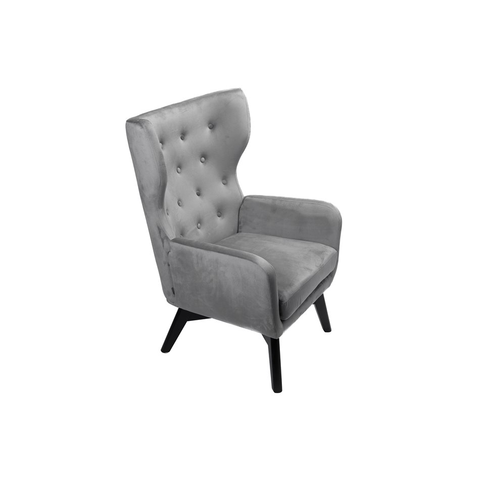 Armchair Dunkel SK, grey, velvet, H95x69x73.5cm, seat H 41cm